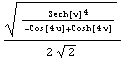 Sech[v]^4/(-Cos[4 u] + Cosh[4 v])^(1/2)/(2 2^(1/2))
