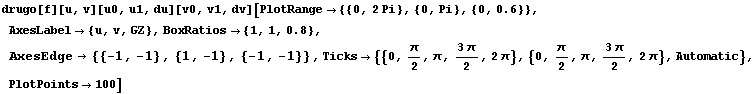 RowBox[{drugo[f][u, v][u0, u1, du][v0, v1, dv], [, RowBox[{RowBox[{PlotRange, , RowBox ... #960;}, {0, π/2, π, (3 π)/2, 2 π}, Automatic}, ,, PlotPoints100}], ]}]