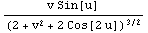 (v Sin[u])/(2 + v^2 + 2 Cos[2 u])^(3/2)