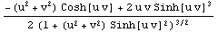 (-(u^2 + v^2) Cosh[u v] + 2 u v Sinh[u v]^3)/(2 (1 + (u^2 + v^2) Sinh[u v]^2)^(3/2))