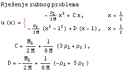 Rješenje rubnog problema  u (x) = { ρ                                                ...    -------- (x  - l ) + D (x - l),    x> -             2 M                                   2 