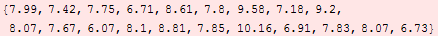 {7.99, 7.42, 7.75, 6.71, 8.61, 7.8, 9.58, 7.18, 9.2, 8.07, 7.67, 6.07, 8.1, 8.81, 7.85, 10.16, 6.91, 7.83, 8.07, 6.73}